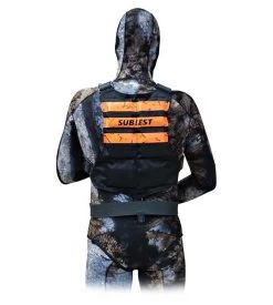 SUBLEST Baudrier Dorsal QUICKSAFE Simple Bretelles Avec 6 Poches Vides -Plongée Équipement Magasin SUBLEST Baudrier chasse sous marine GBD6P FLUO MS 2